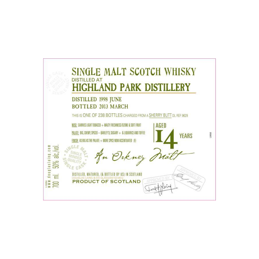 Highland Park Old Malt Cask 1998 14 Years Single Malt Whisky