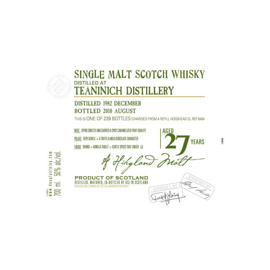 Teaninich Old Malt Cask 1982 27 Years Single Malt Whisky