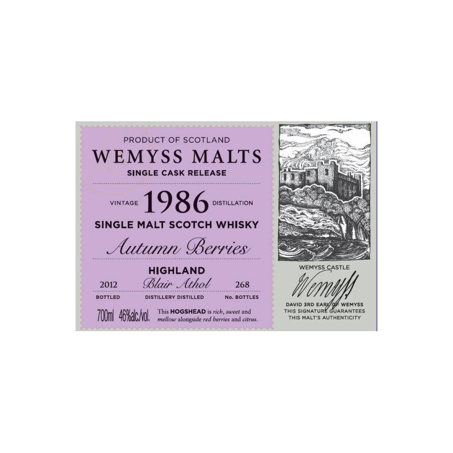 Blair Athol 1986 26 Years Single Malt Whisky