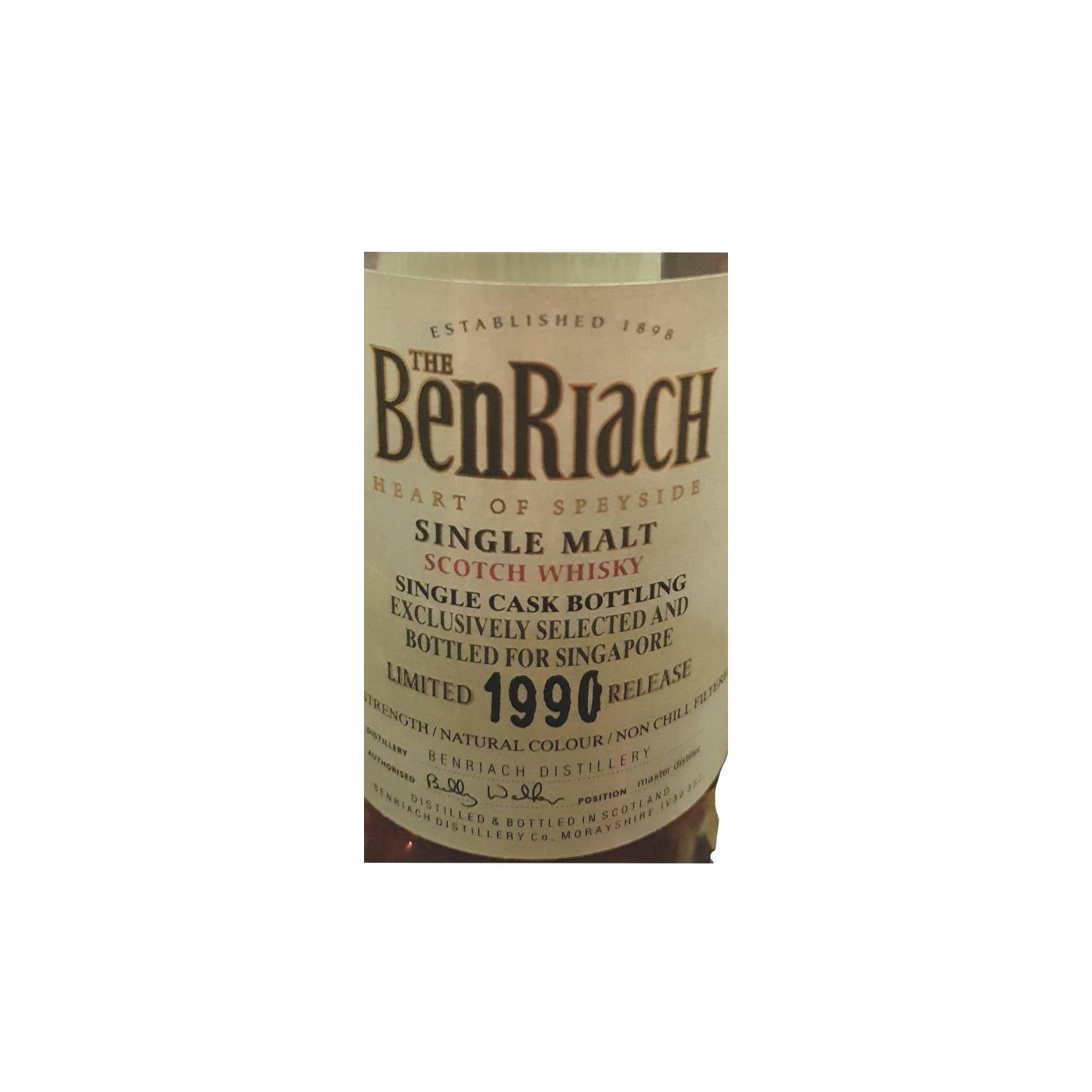 BenRiach Individual Cask Bottling 1990 18 Years Single Malt Whisky