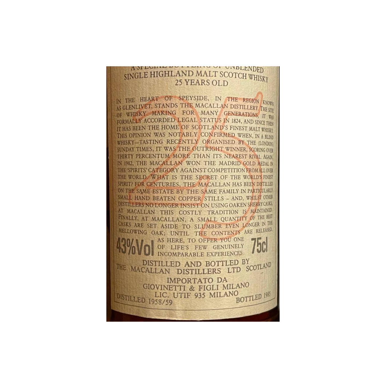 The Macallan 1958 25 Years Single Malt Whisky 3