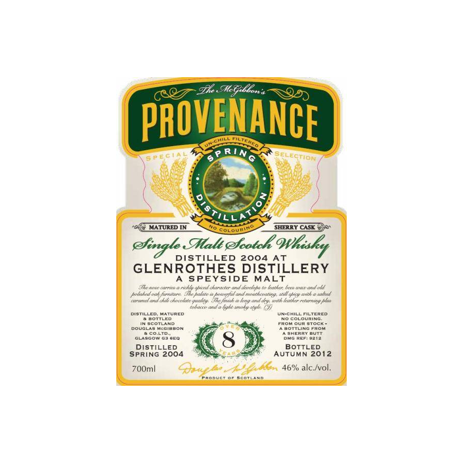 The Glenrothes McGibbon's Provenance 2004 8 Years Single Malt Whisky 2