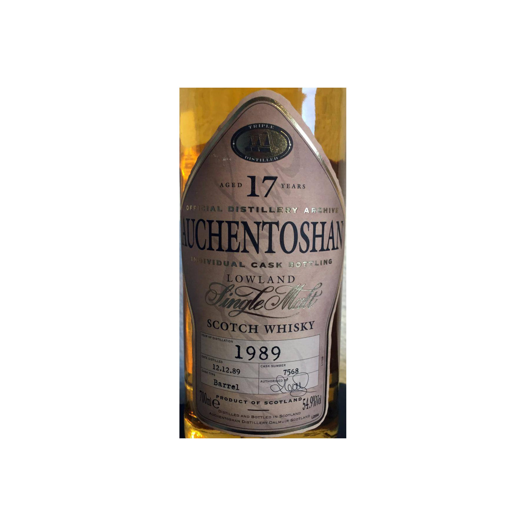 Auchentoshan Individual Cask Bottling 1989 17 Years Single Malt Whisky