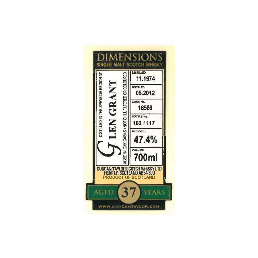 Glen Grant Dimensions 1974 37 Years Single Malt Whisky
