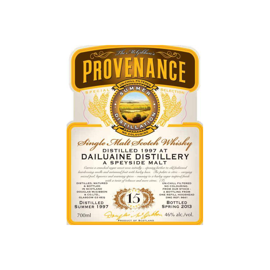 Dailuaine McGibbon's Provenance 1997 15 Years Single Malt Whisky