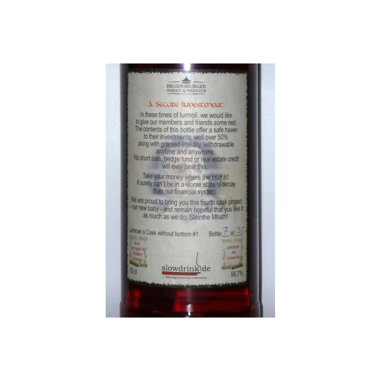 Broker's Finest 2001 RW&W Single Islay 2