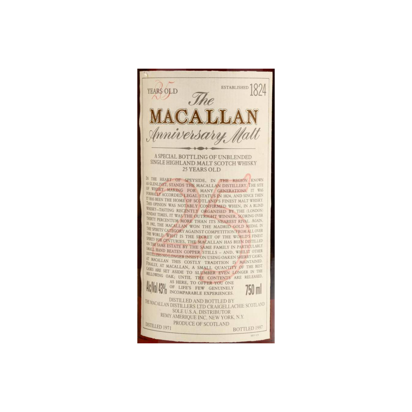 The Macallan 1971 25 Years Single Malt Whisky 2