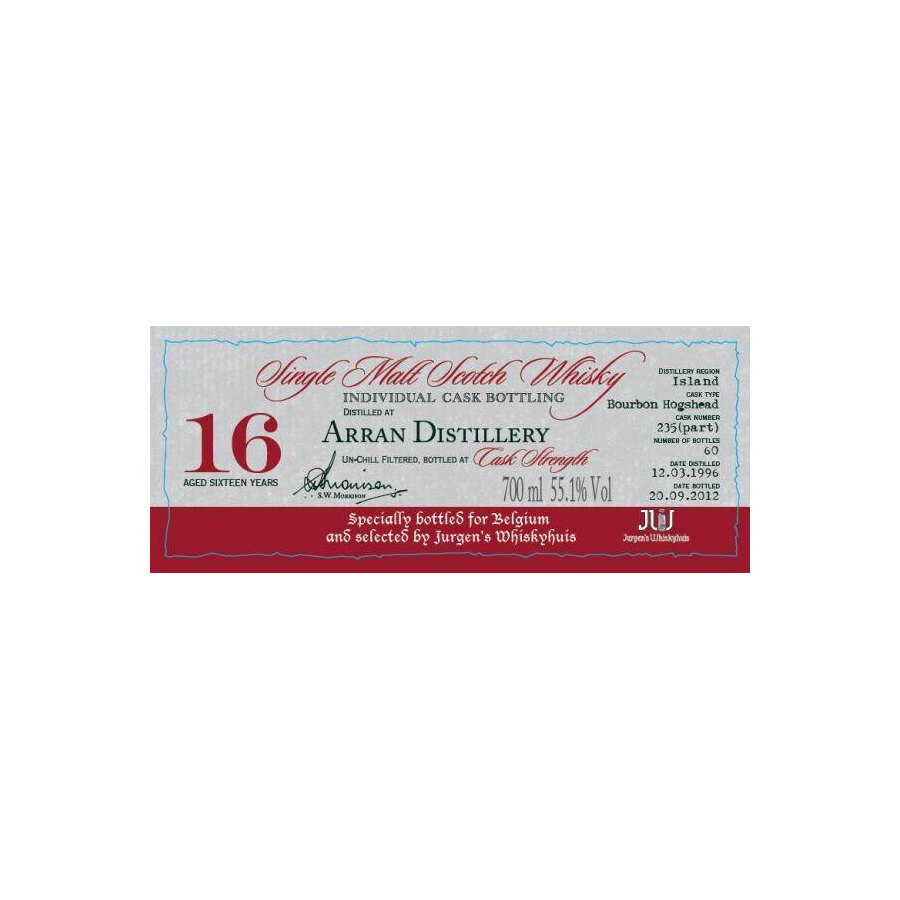 Arran Individual Cask Bottling 1996 16 Years Single Malt Whisky