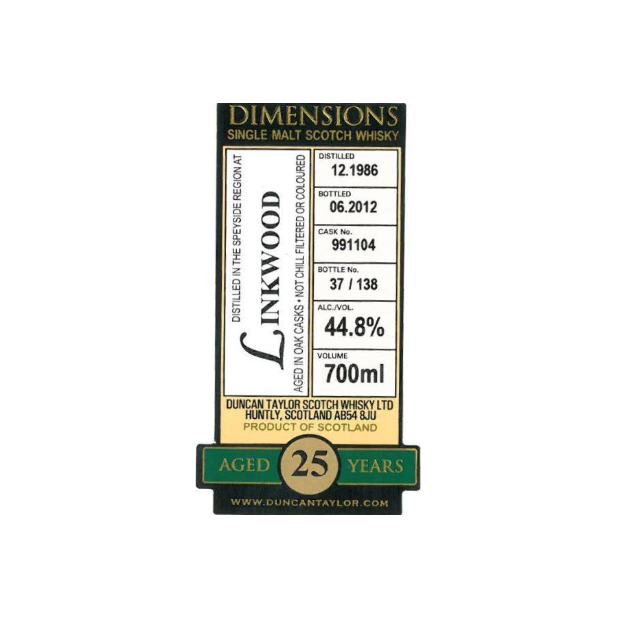 Linkwood Dimensions 1986 25 Years Single Malt Whisky