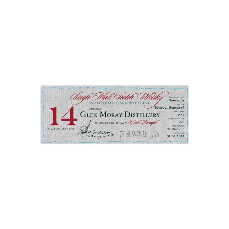 Glen Moray Individual Cask Bottling 1998 14 Years Single Malt Whisky