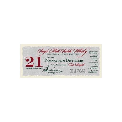Tamnavulin Individual Cask Bottling 1989 21 Years Single Malt Whisky 2
