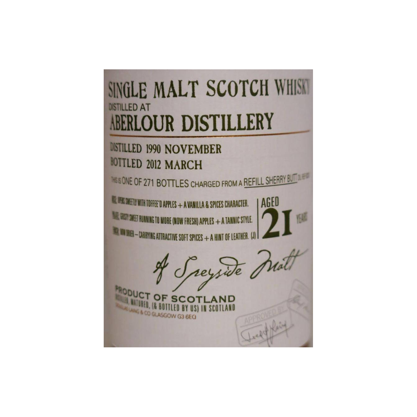 Aberlour Old Malt Cask 1990 21 Years Single Malt Whisky 3