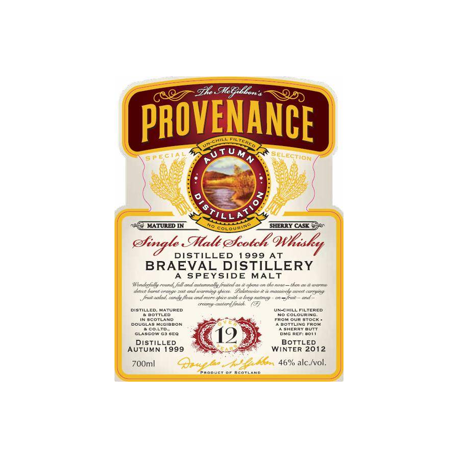 Braeval McGibbon's Provenance 1999 12 Years Single Malt Whisky 2