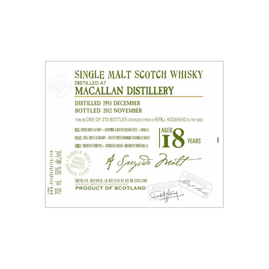 The Macallan Old Malt Cask 1993 18 Years Single Malt Whisky