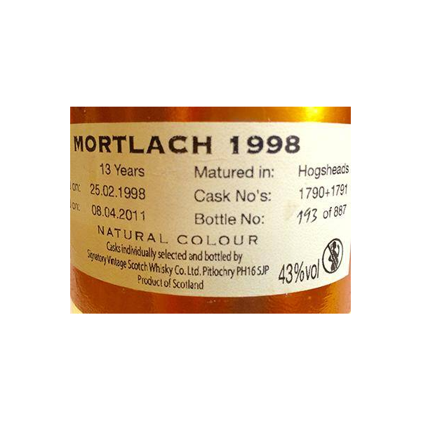 Mortlach Vintage Collection 1998 13 Years Single Malt Whisky