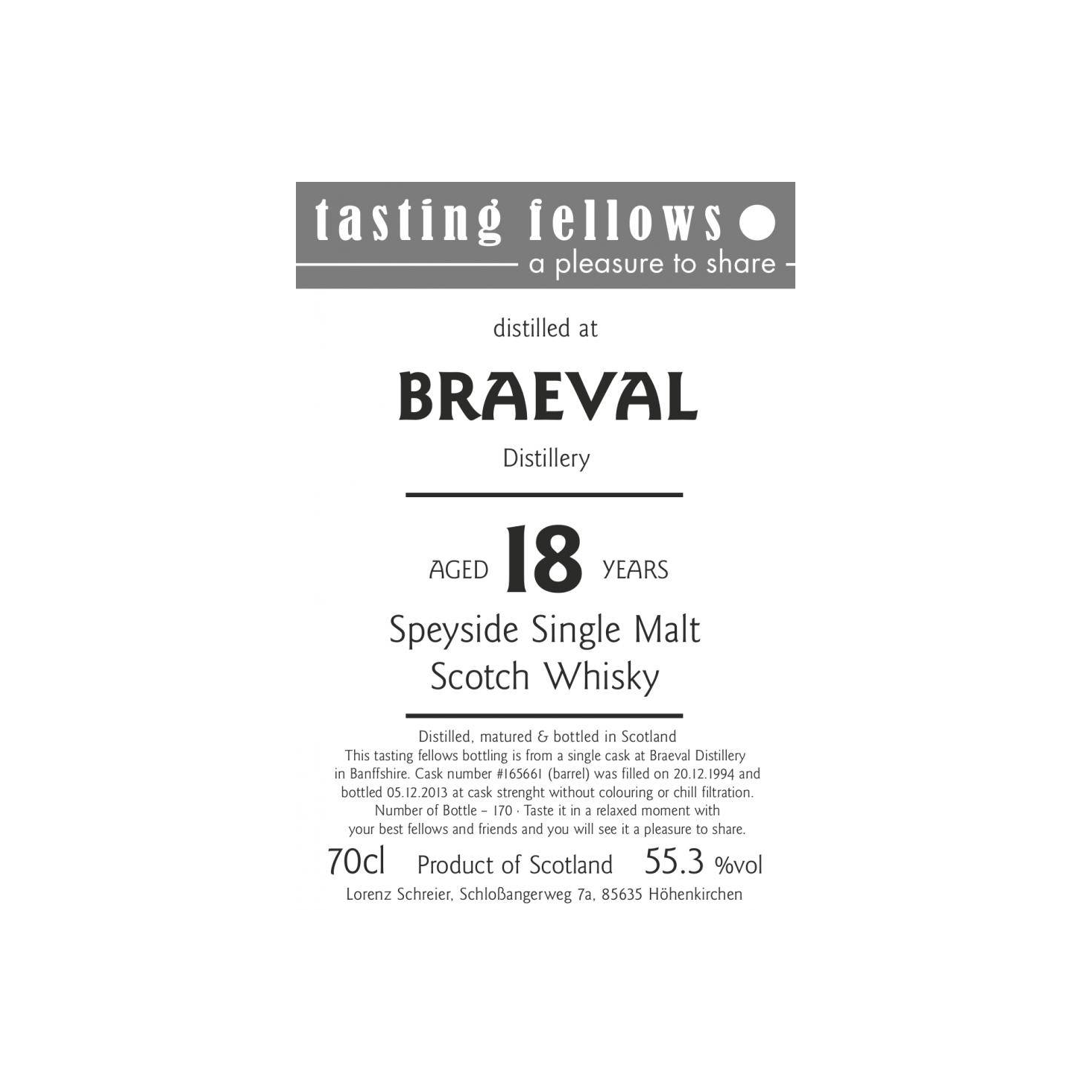 Braeval 1994 18 Years Single Malt Whisky