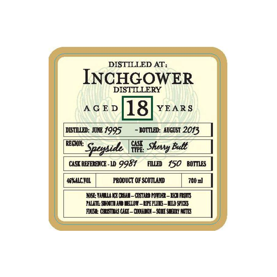 Inchgower 1995 18 Years Single Malt Whisky
