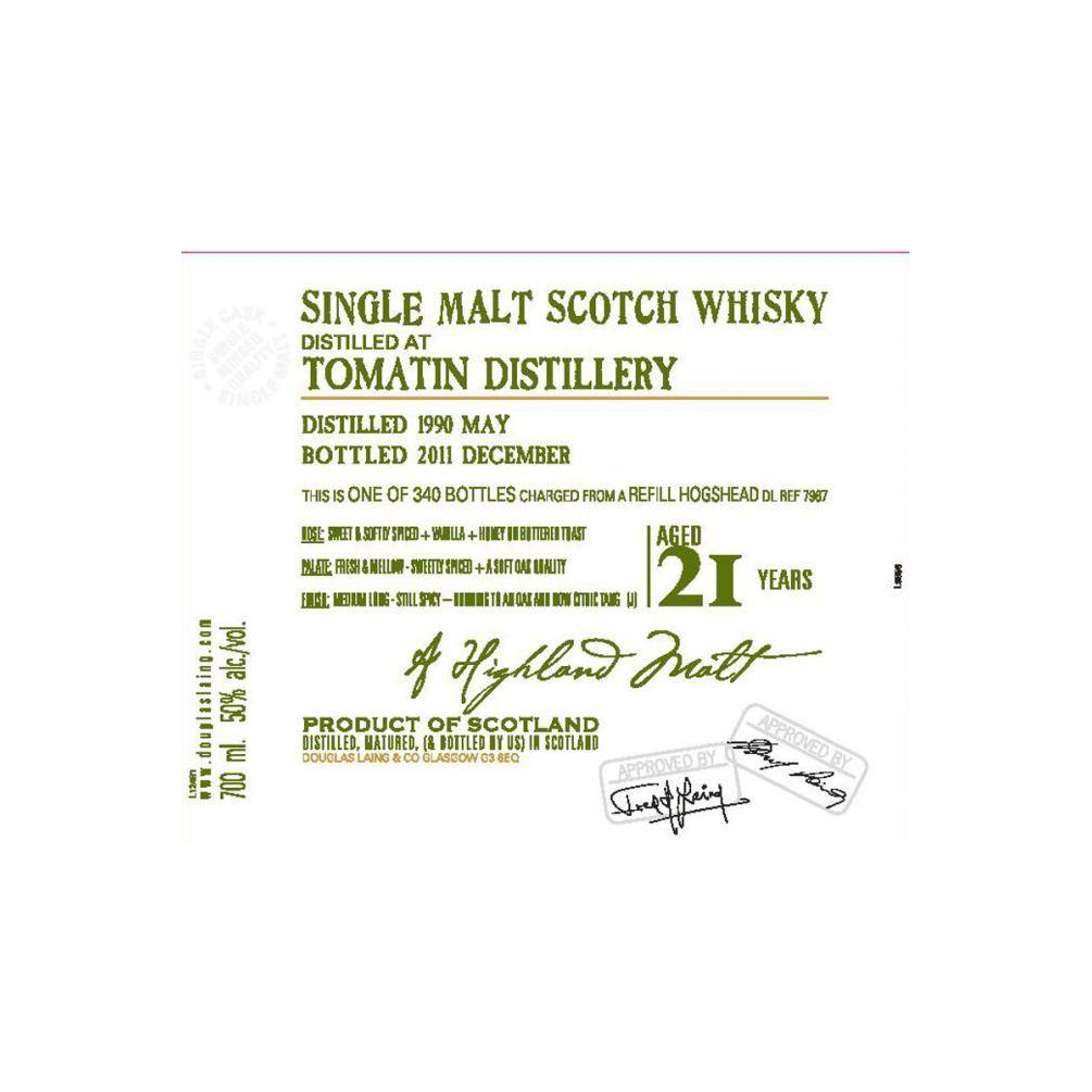 Tomatin Old Malt Cask 1990 21 Years Single Malt Whisky 2