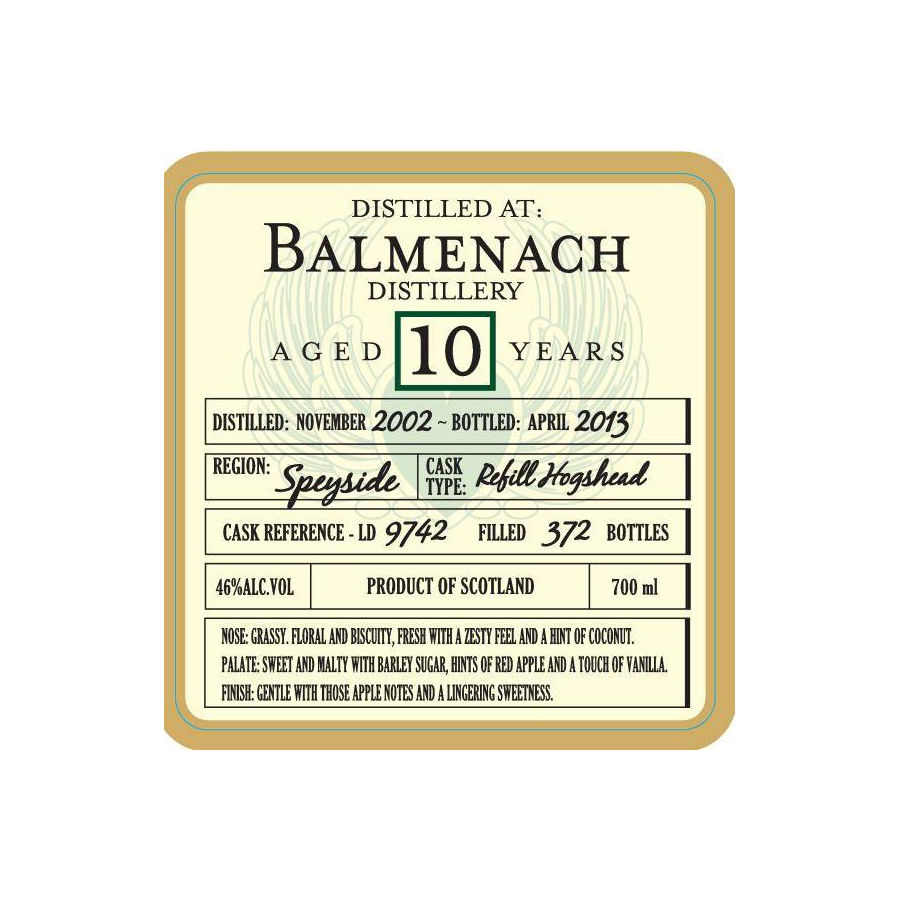 Balmenach 2002 10 Years Single Malt Whisky