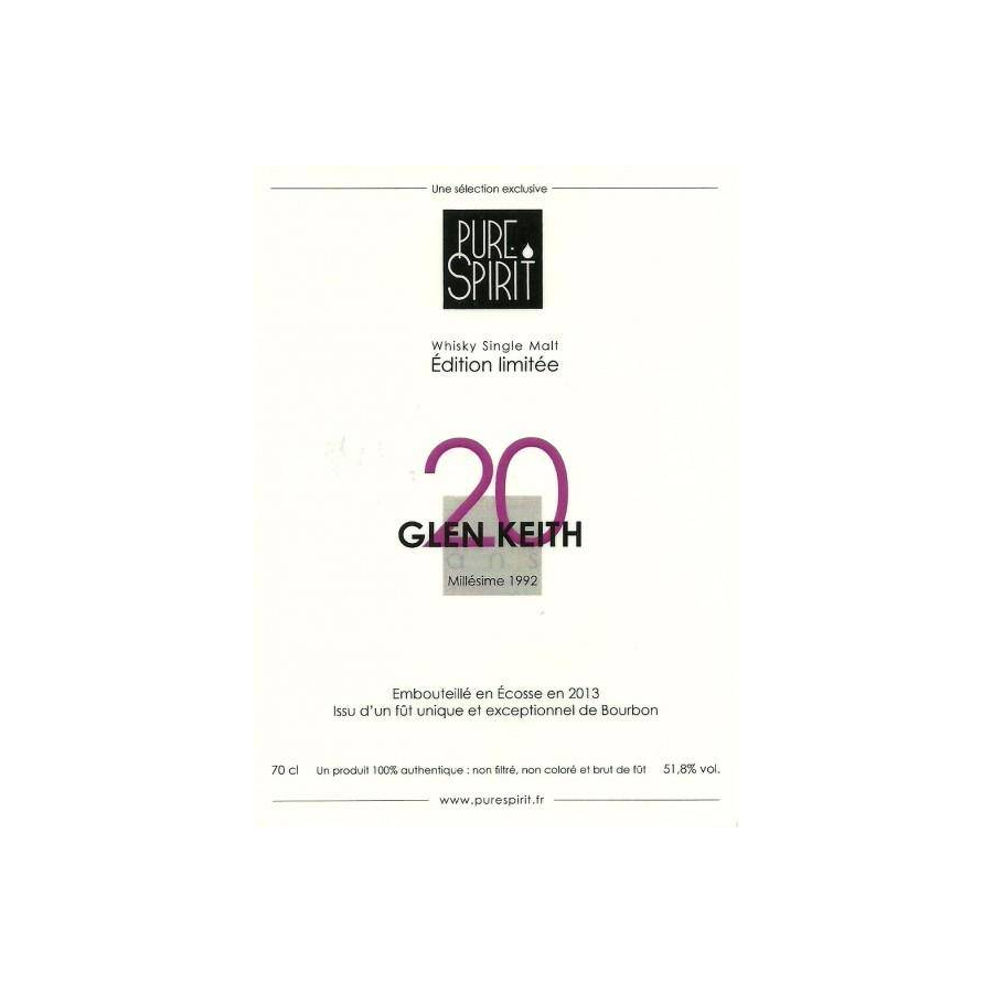 Glen Keith 1992 20 Years Single Malt Whisky 2