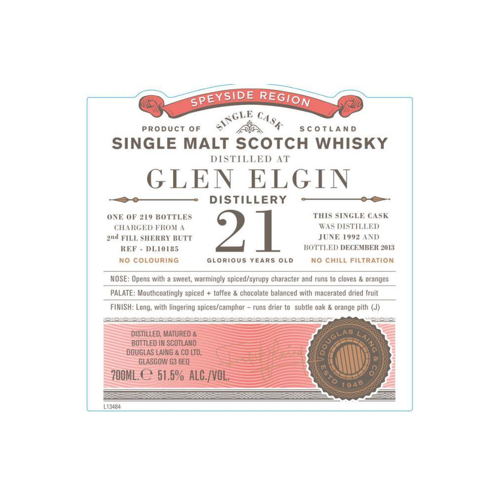 Glen Elgin Old Particular 1992 21 Years Single Malt Whisky 2