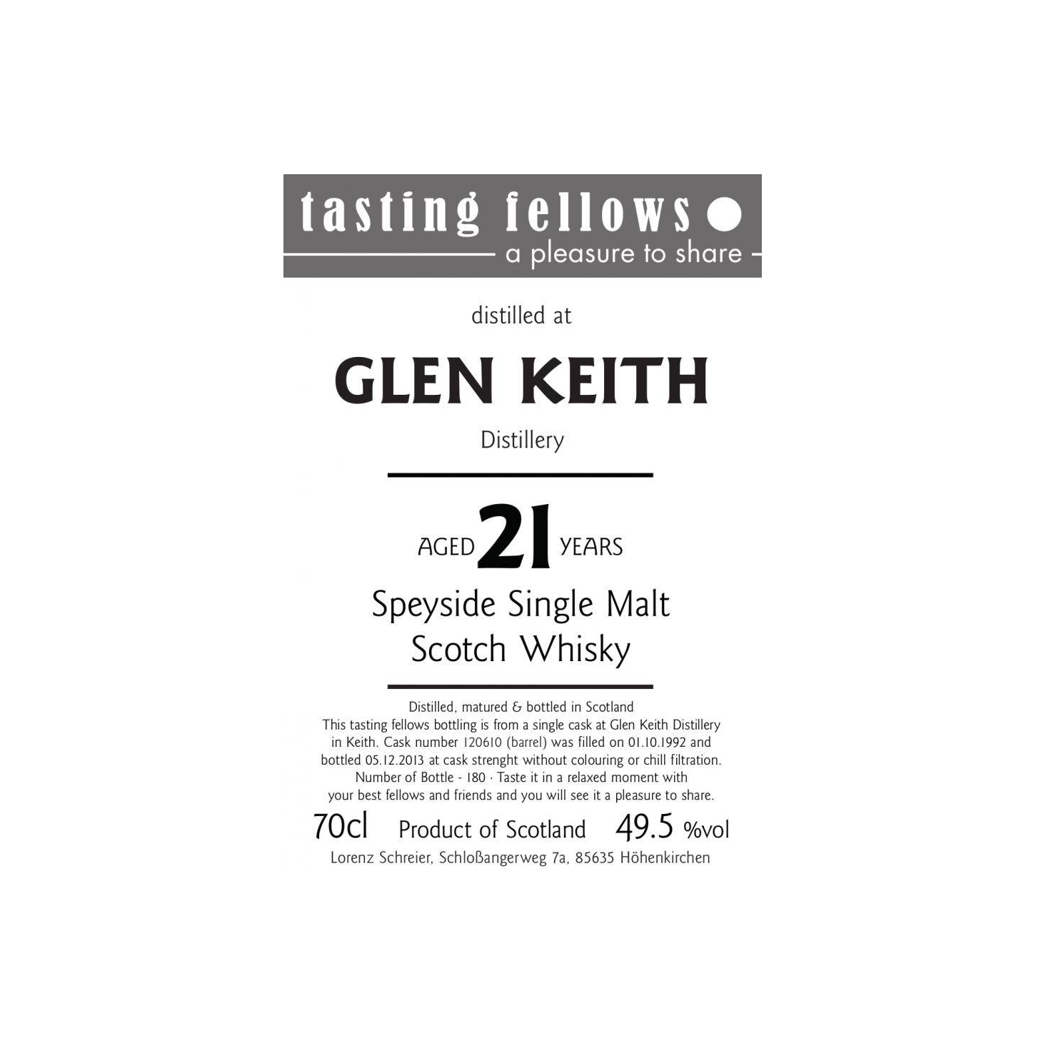 Glen Keith 1992 21 Years Single Malt Whisky 2