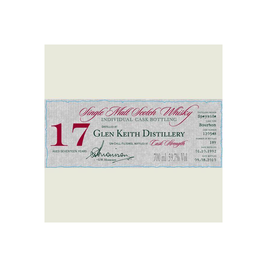 Glen Keith Individual Cask Bottling 1992 17 Years Single Malt Whisky 2