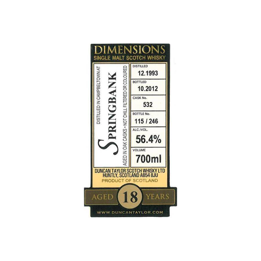 Springbank Dimensions 1993 18 Years Single Malt Whisky