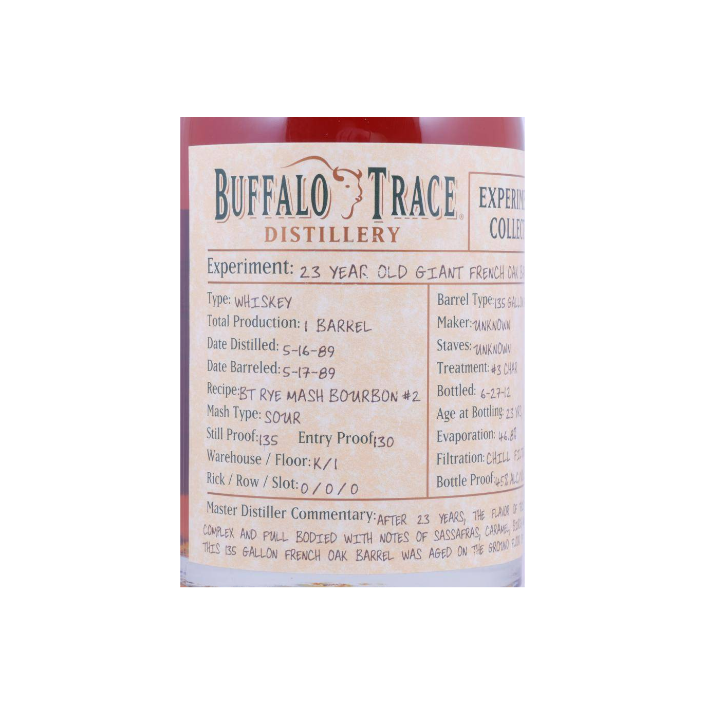 Buffalo Trace 23 Years Bourbon Whisky 2