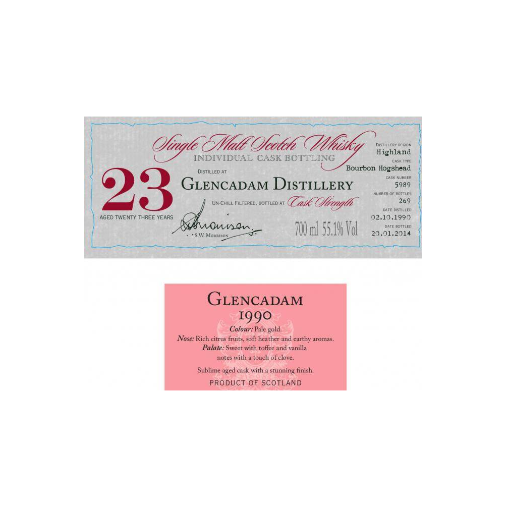 Glencadam Individual Cask Bottling 1990 23 Years Single Malt Whisky 2