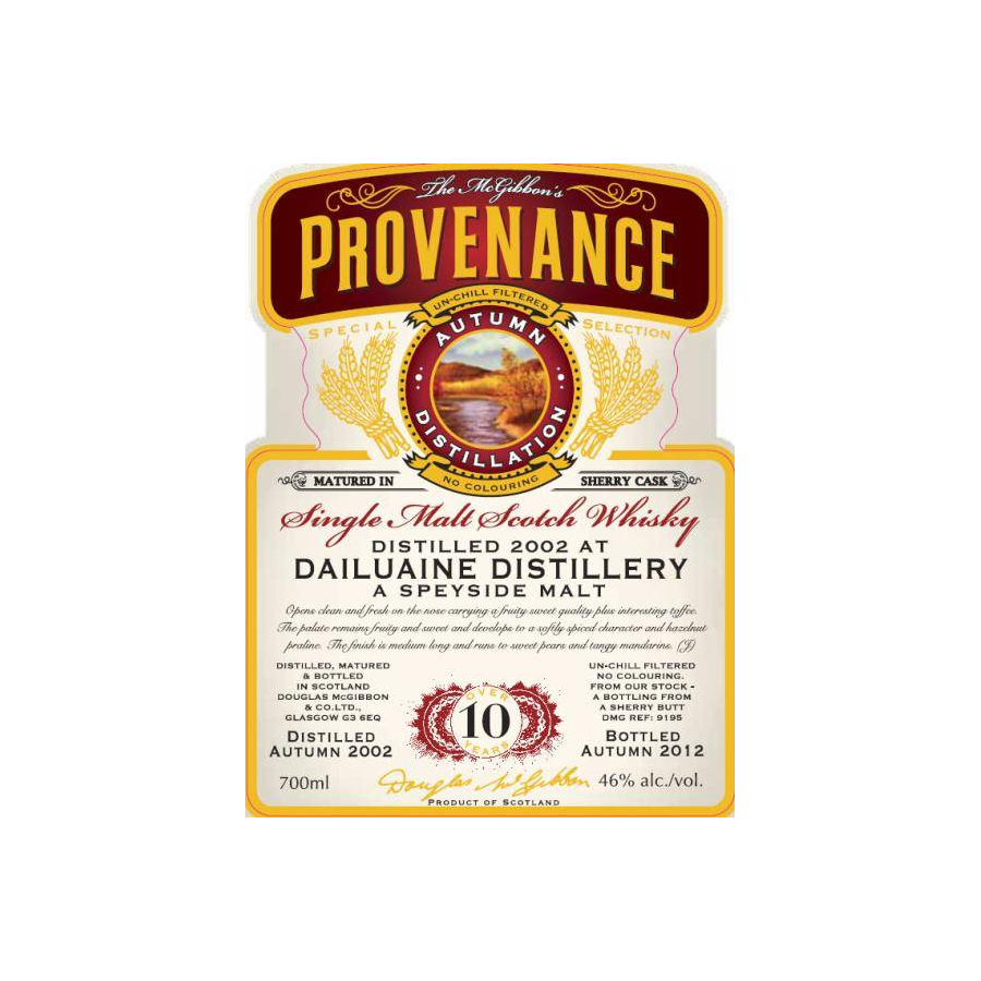 Dailuaine McGibbon's Provenance 2002 10 Years Single Malt Whisky 2