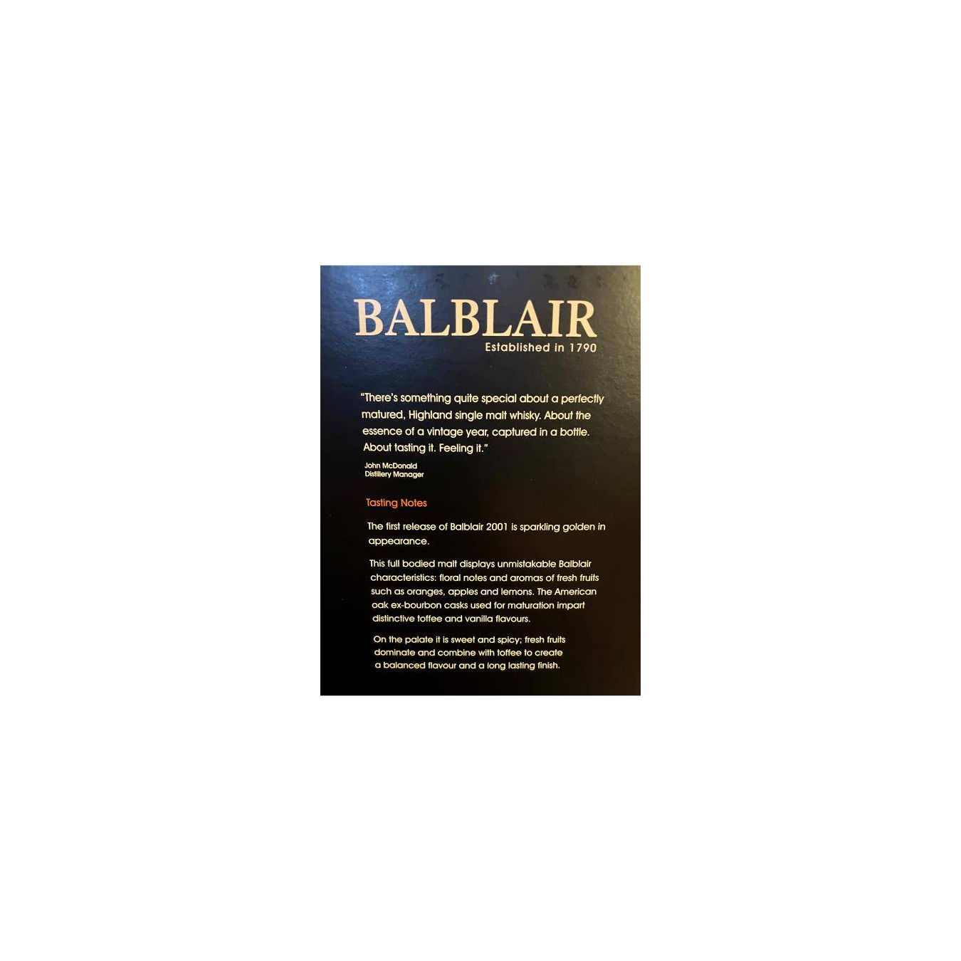 Balblair 2001 11 Years Single Malt Whisky 3