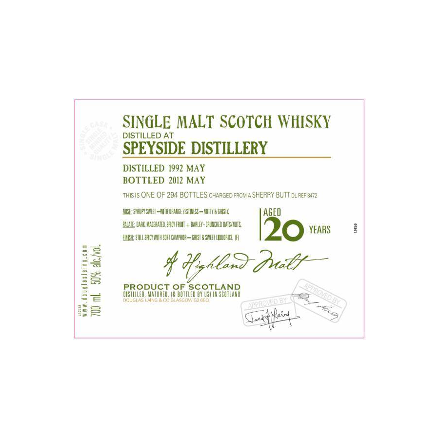 Spey Old Malt Cask 1992 20 Years Single Malt Whisky 2