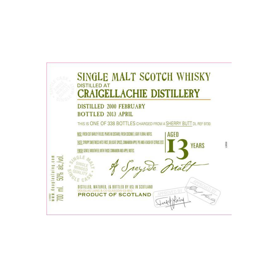 Craigellachie Old Malt Cask 2000 13 Years Single Malt Whisky