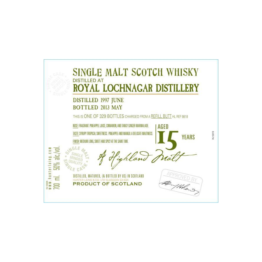 Royal Lochnagar Old Malt Cask 1997 15 Years Single Malt Whisky