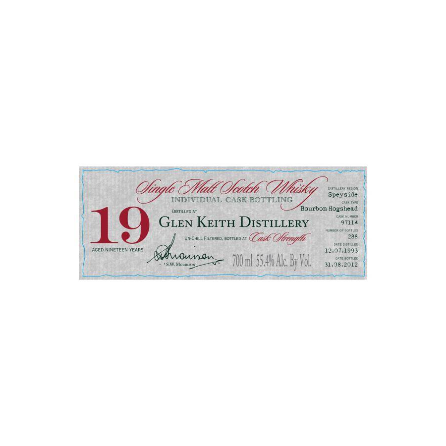 Glen Keith Individual Cask Bottling 1993 19 Years Single Malt Whisky 2