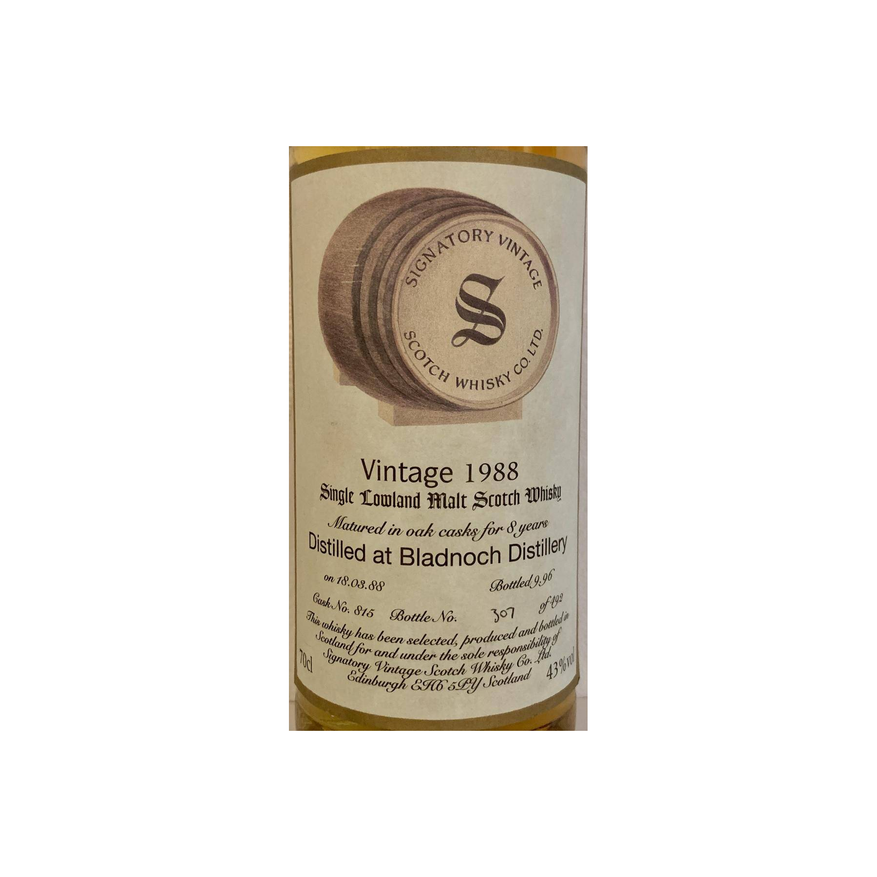 Bladnoch Vintage Collection 1988 8 Years Single Malt Whisky