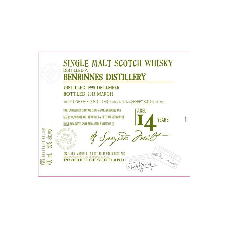 Benrinnes Old Malt Cask 1998 14 Years Single Malt Whisky