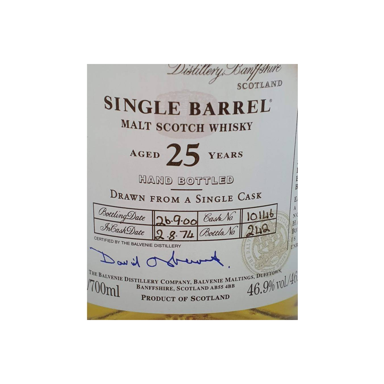 The Balvenie Single Cask 1974 25 Years Single Malt Whisky