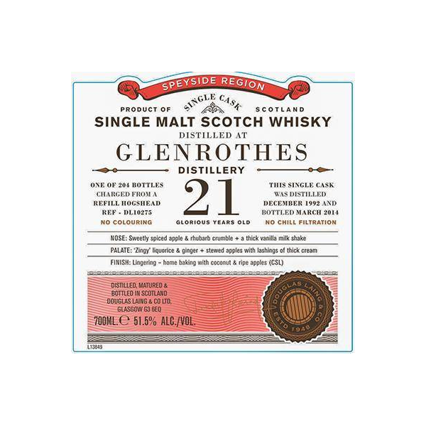 The Glenrothes Old Particular 1992 21 Years Single Malt Whisky
