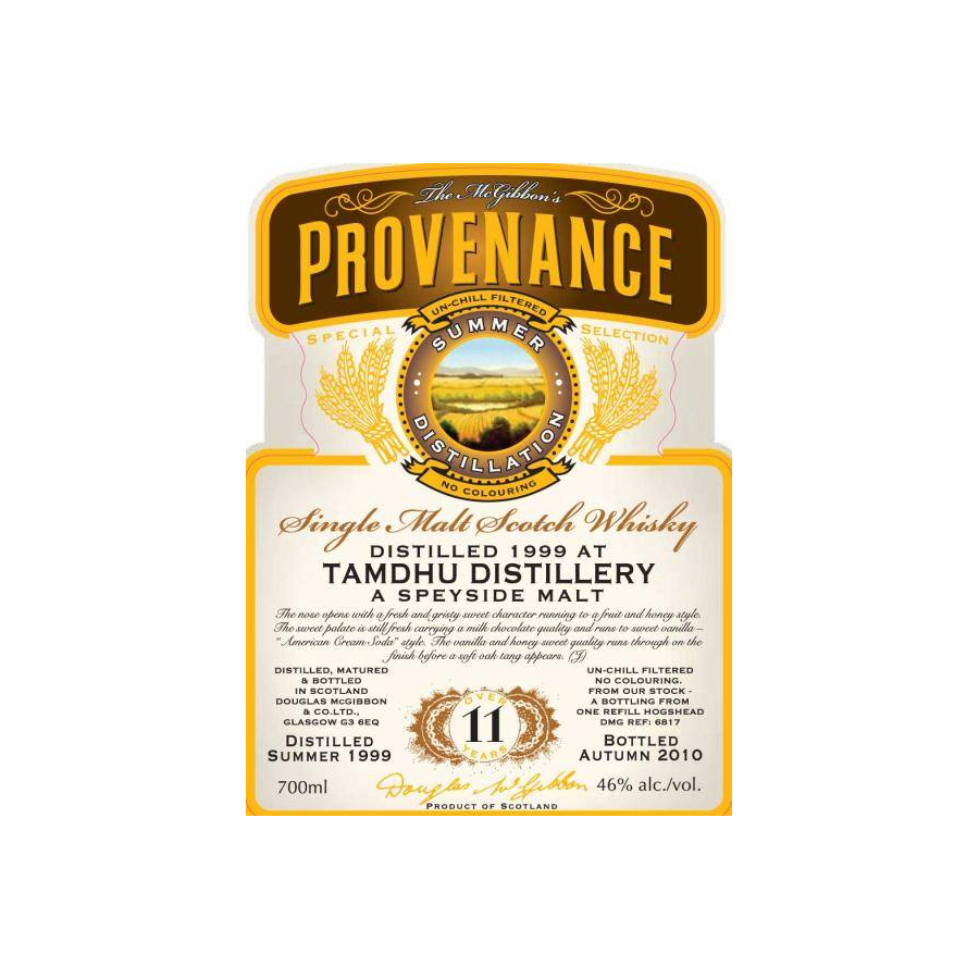 Tamdhu McGibbon's Provenance 1999 11 Years Single Malt Whisky