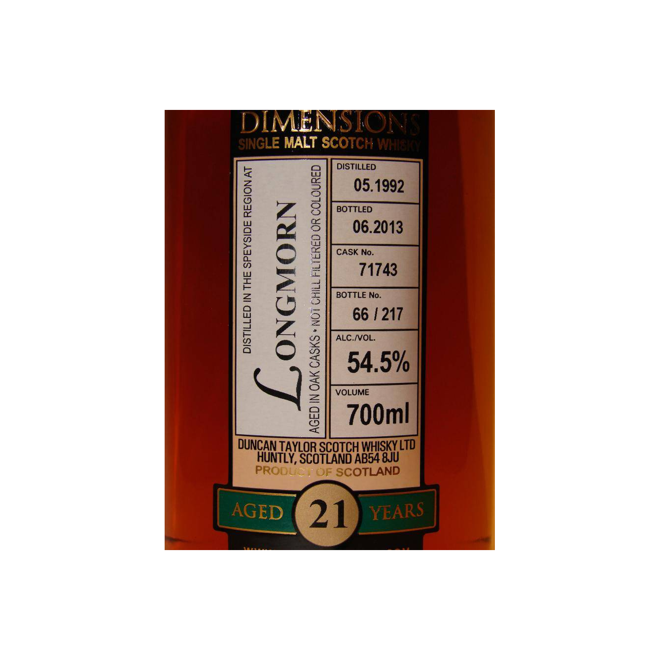 Longmorn Dimensions 1992 21 Years Single Malt Whisky