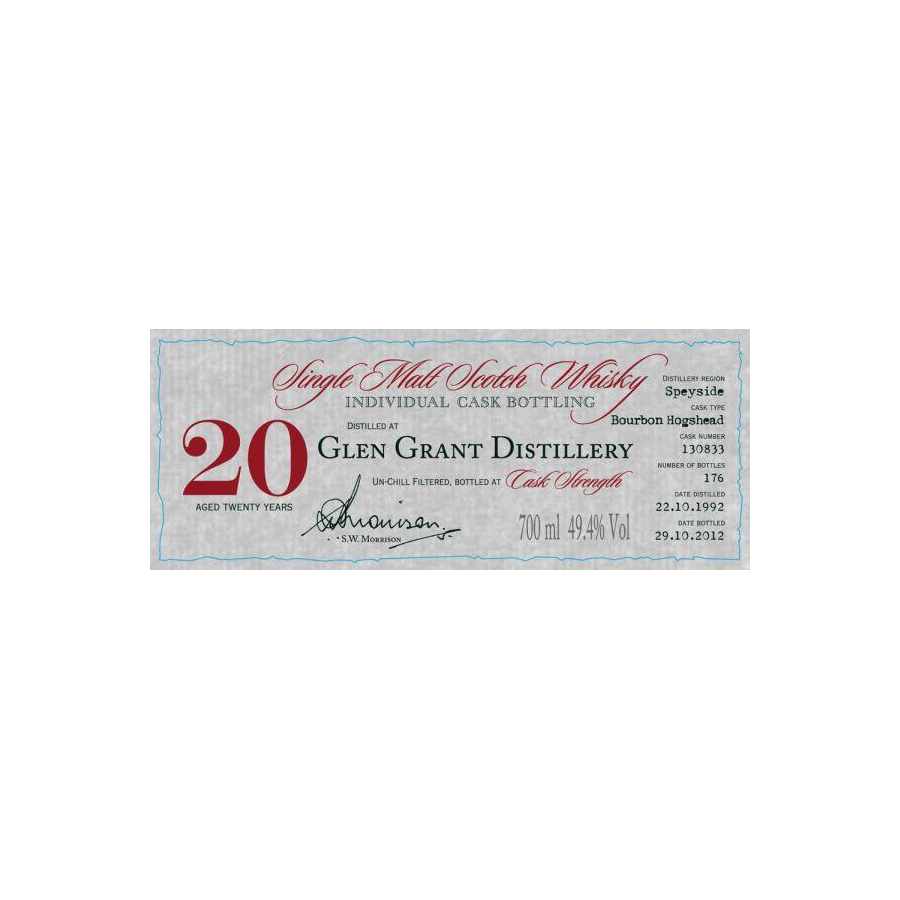Glen Grant Individual Cask Bottling 1992 20 Years Single Malt Whisky