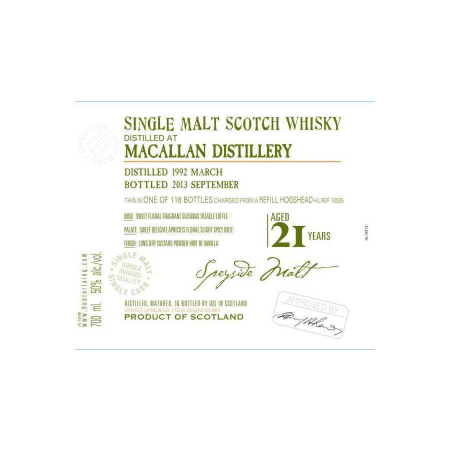 The Macallan Old Malt Cask 1992 21 Years Single Malt Whisky