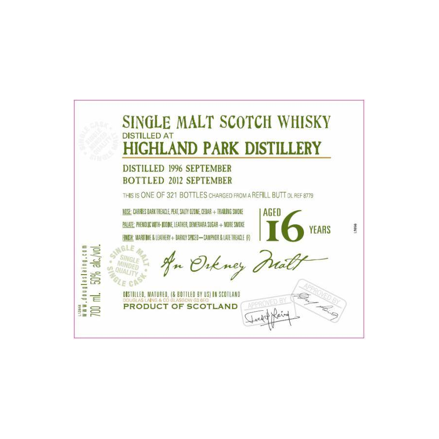 Highland Park Old Malt Cask 1996 16 Years Single Malt Whisky