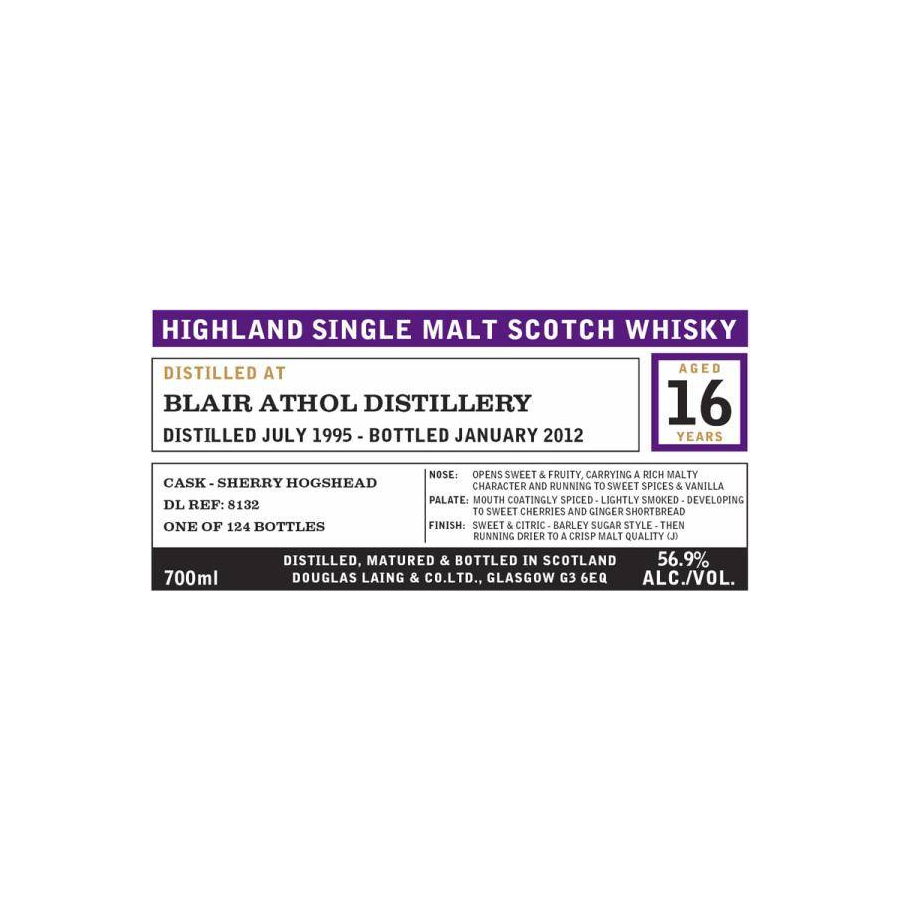 Blair Athol 1995 16 Years Single Malt Whisky