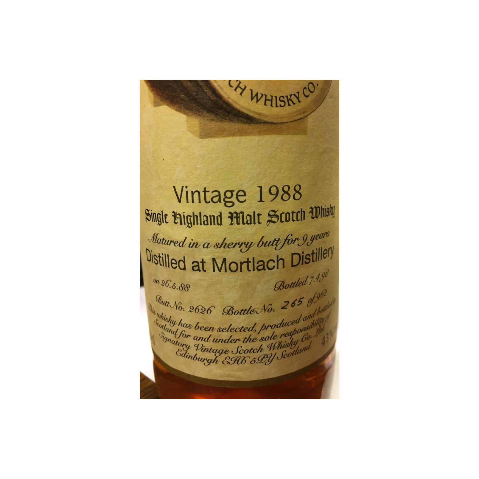 Mortlach Vintage Collection 1988 9 Years Single Malt Whisky