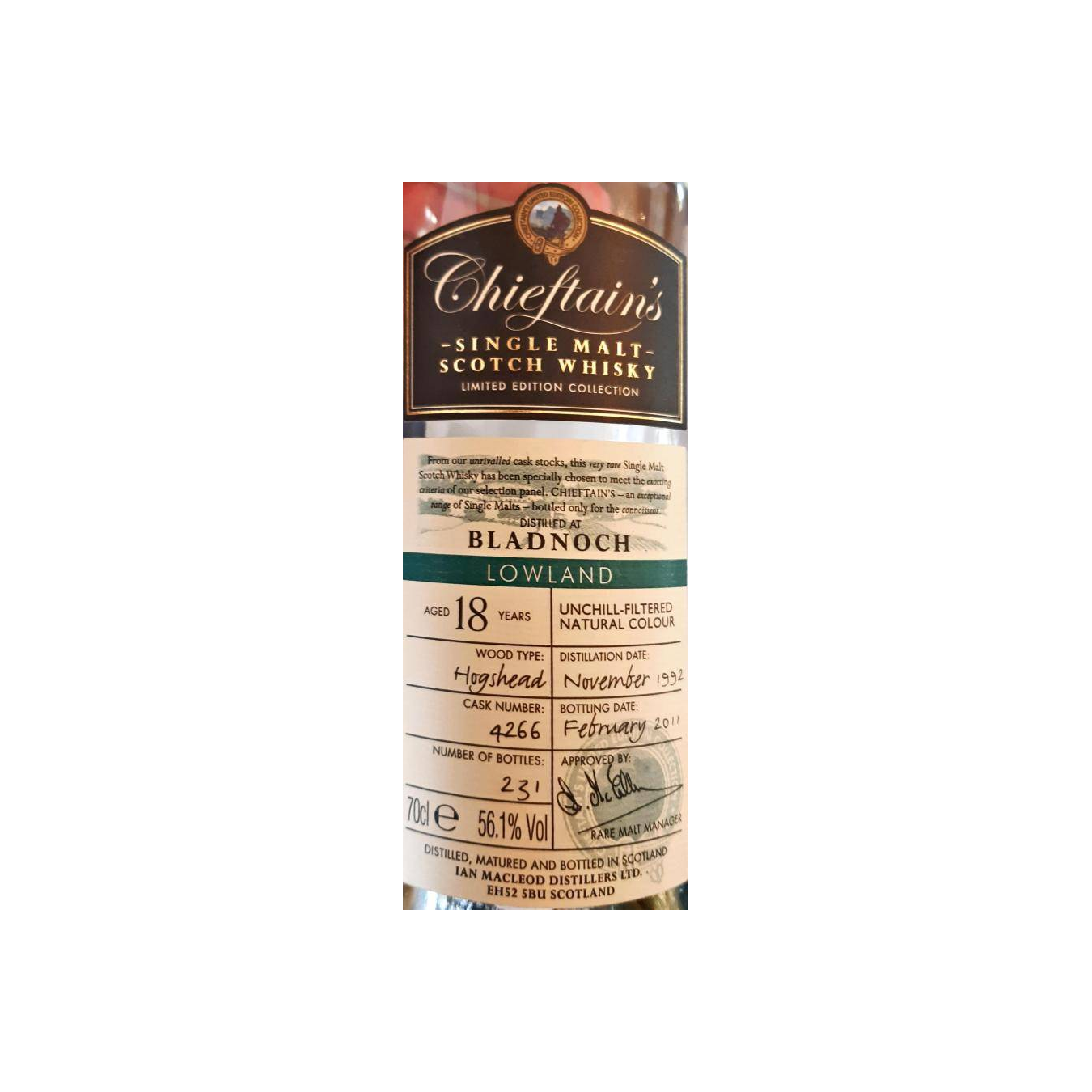 Bladnoch 1992 18 Years Single Malt Whisky