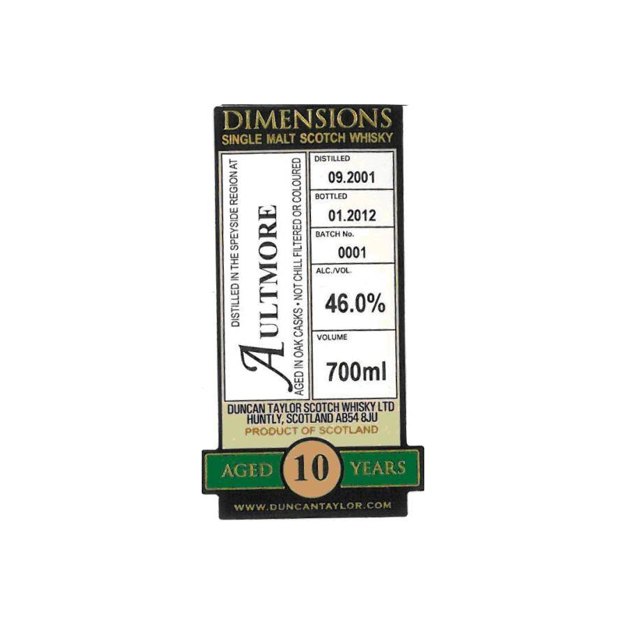 Aultmore Dimensions 2001 10 Years Single Malt Whisky 2