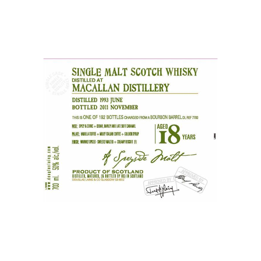The Macallan Old Malt Cask 1993 18 Years Single Malt Whisky